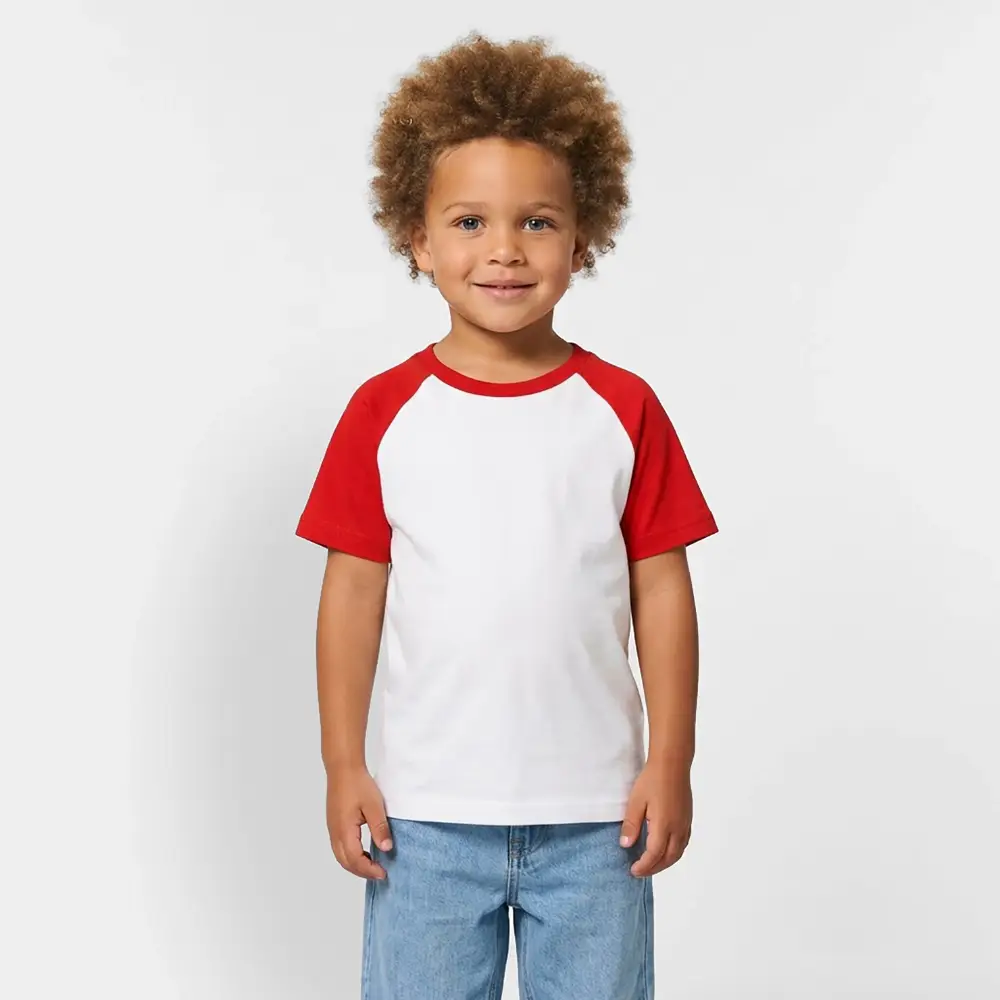 Kinder Baseball T-Shirt - Weiß/Rot