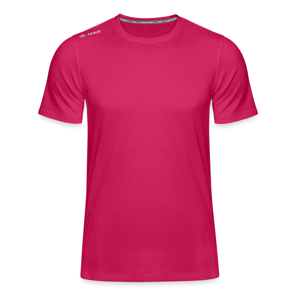 Blaues JAKO Kinder T-Shirt Run 2.0 mit Rundhalsausschnitt und Logo, getragen von einem Kind, auf weißem Hintergrund.