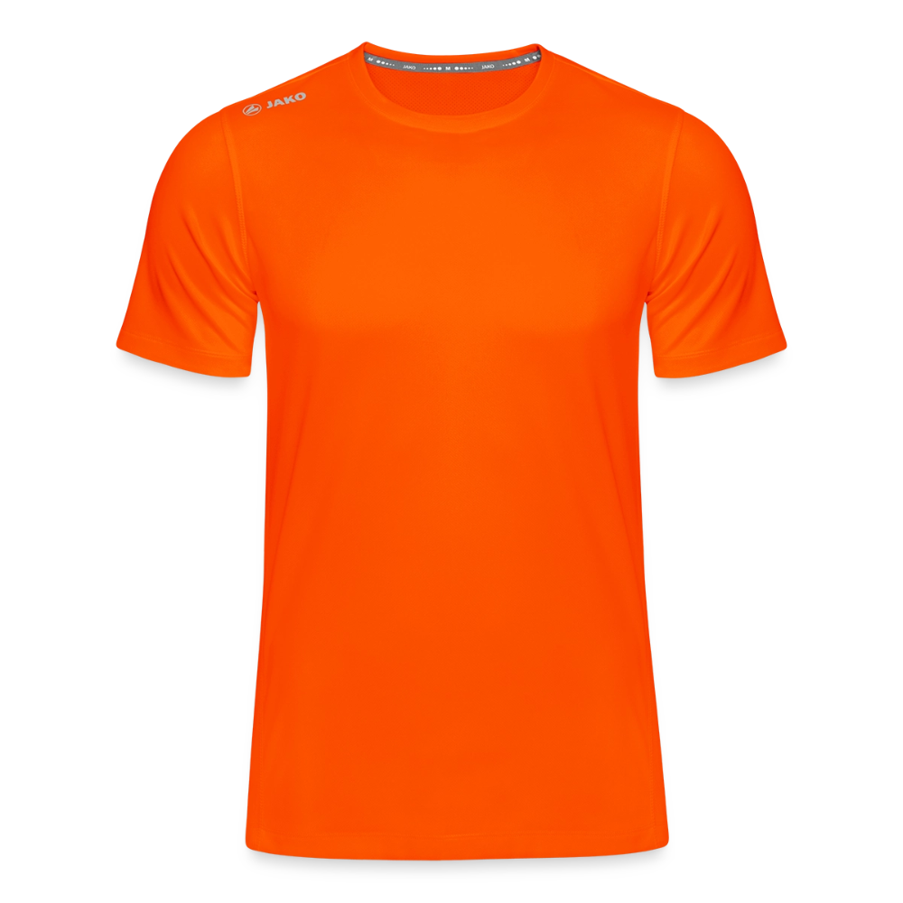 Blaue JAKO Kinder T-Shirt Run 2.0 mit kurzen Ärmeln und Logo, perfekt für sportliche Aktivitäten, auf weißem Hintergrund.