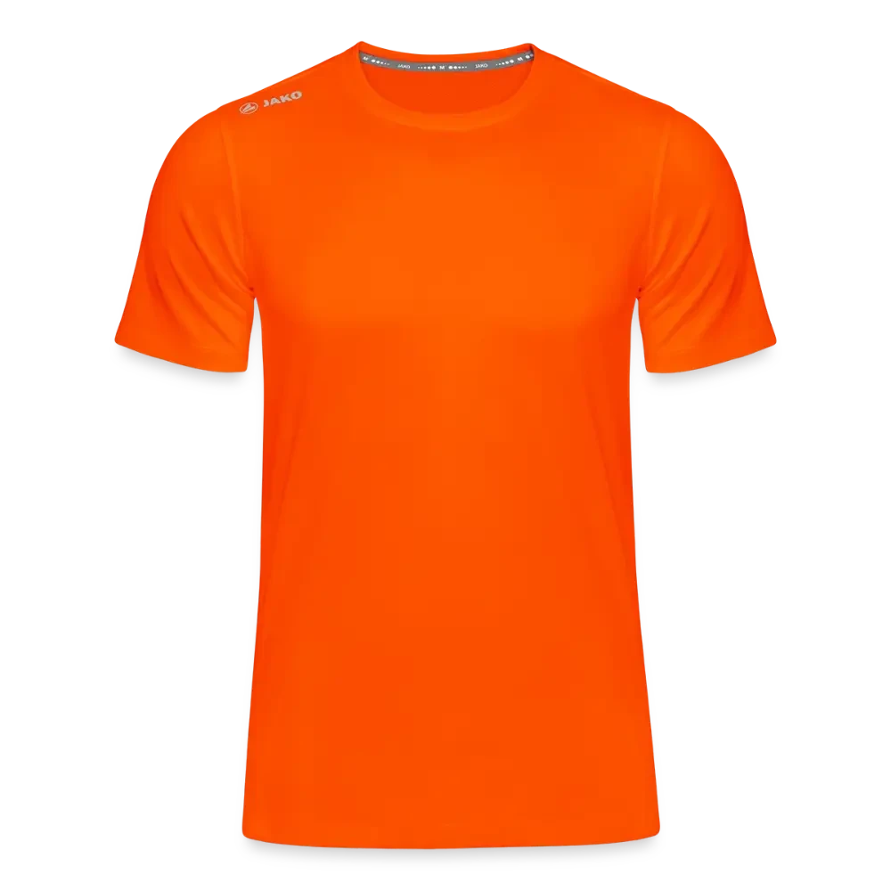 Blaue JAKO Kinder T-Shirt Run 2.0 mit kurzen Ärmeln und Logo, perfekt für sportliche Aktivitäten, auf weißem Hintergrund.