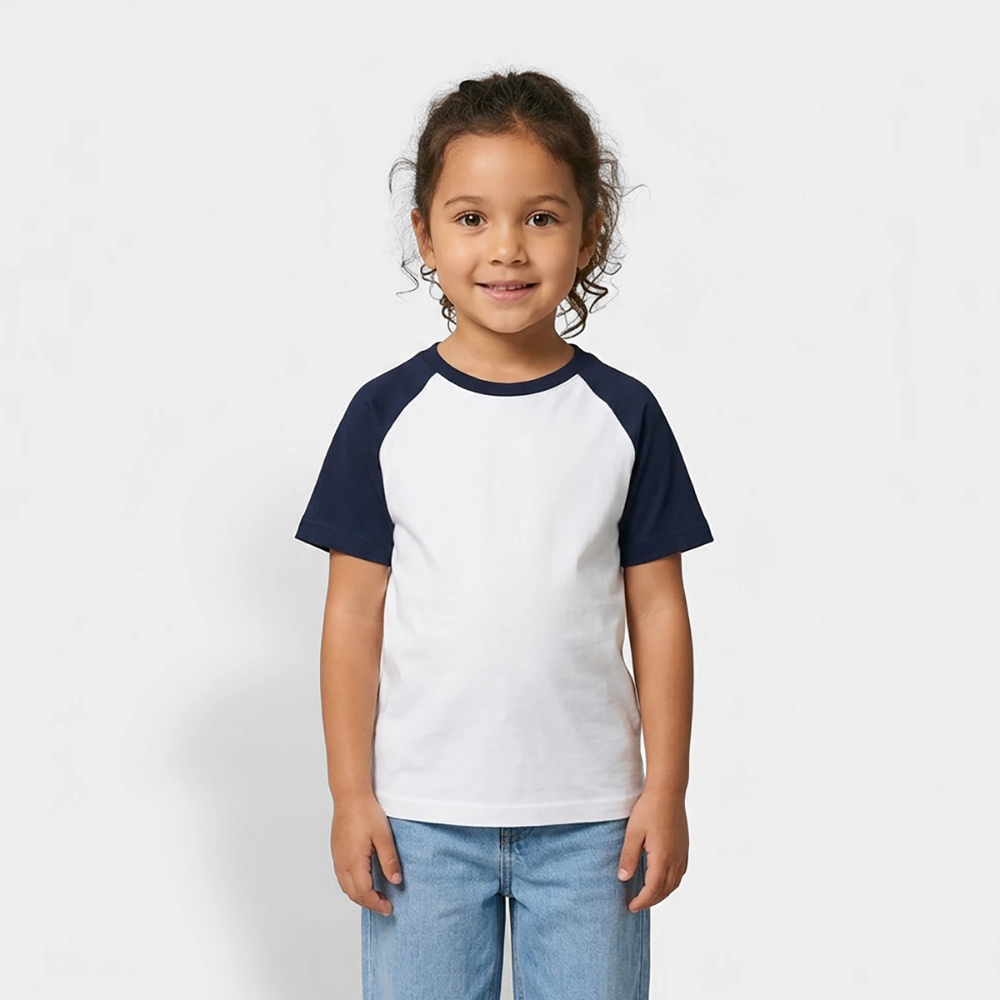 Kinder Baseball T-Shirt - Weiß/Navy