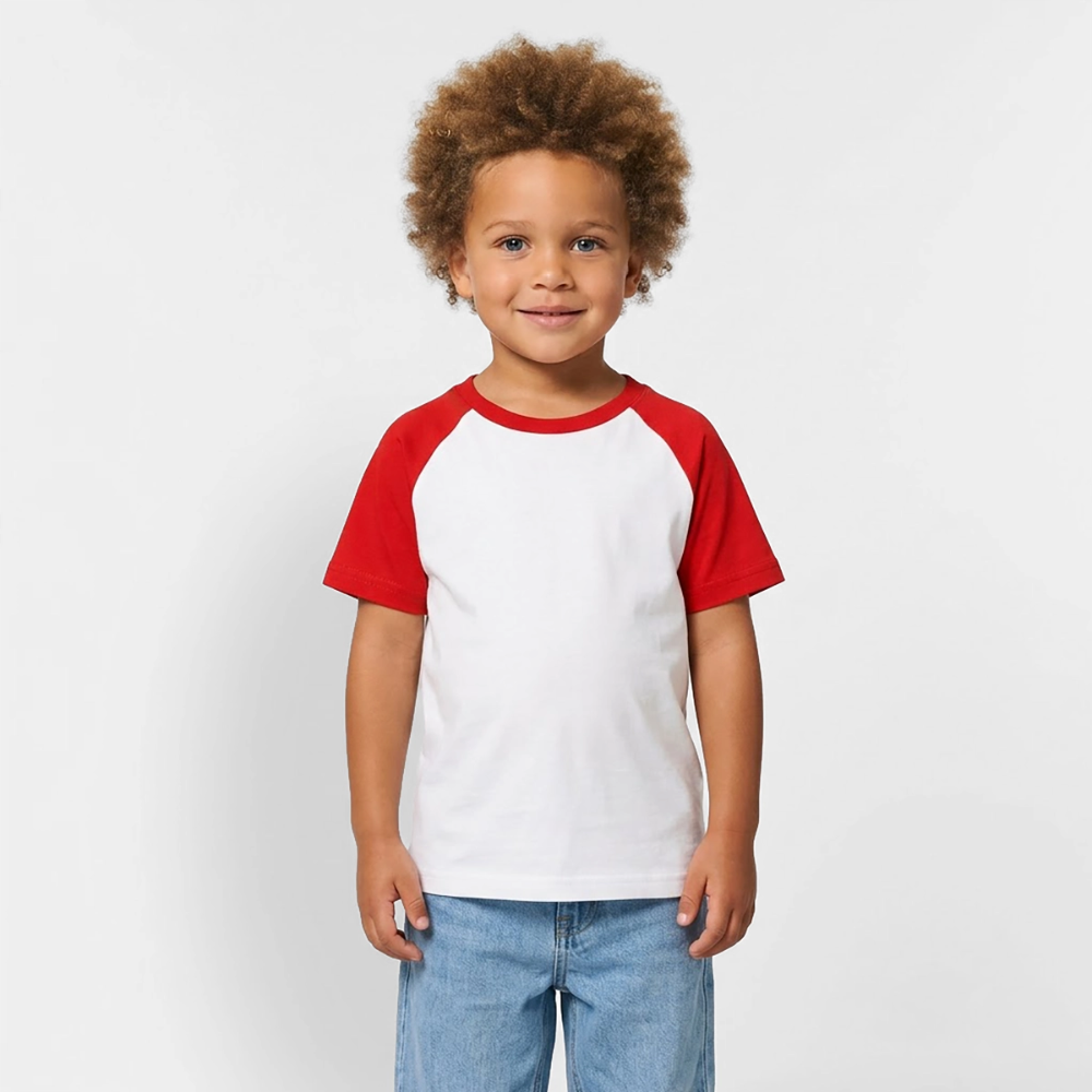 Kinder Baseball T-Shirt - Weiß/Rot