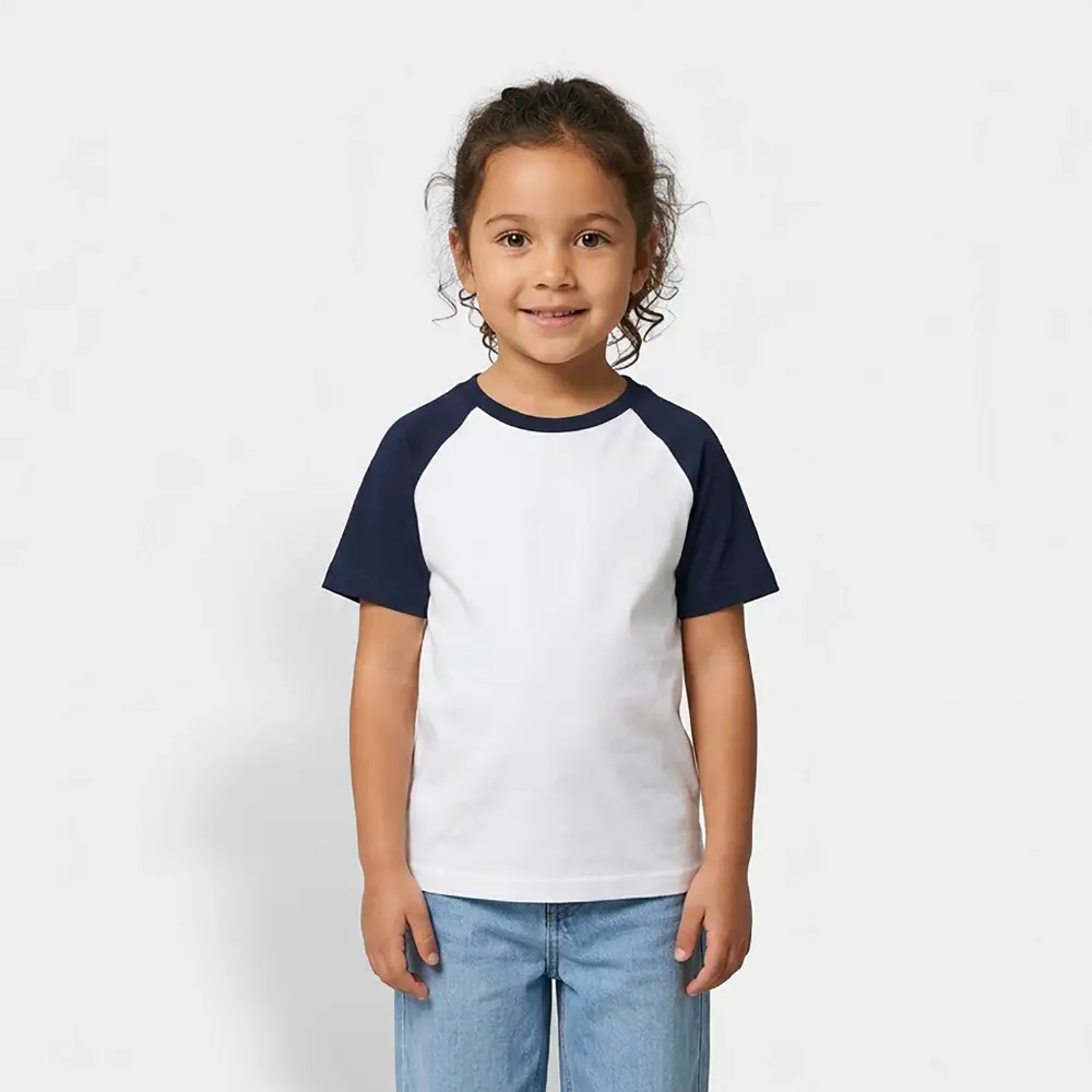 Kinder Baseball T-Shirt - Weiß/Navy