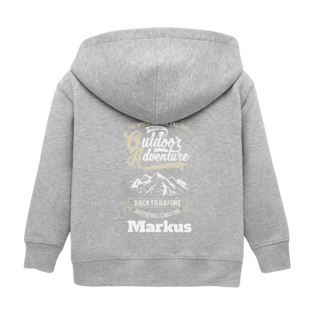 Graue, melierte Kinder-Kapuzenjacke Mini Cultivator von Stanley/Stella, weiche Bio-Baumwolle, für 3-4 Jahre, mit Kapuze und Reißverschluss