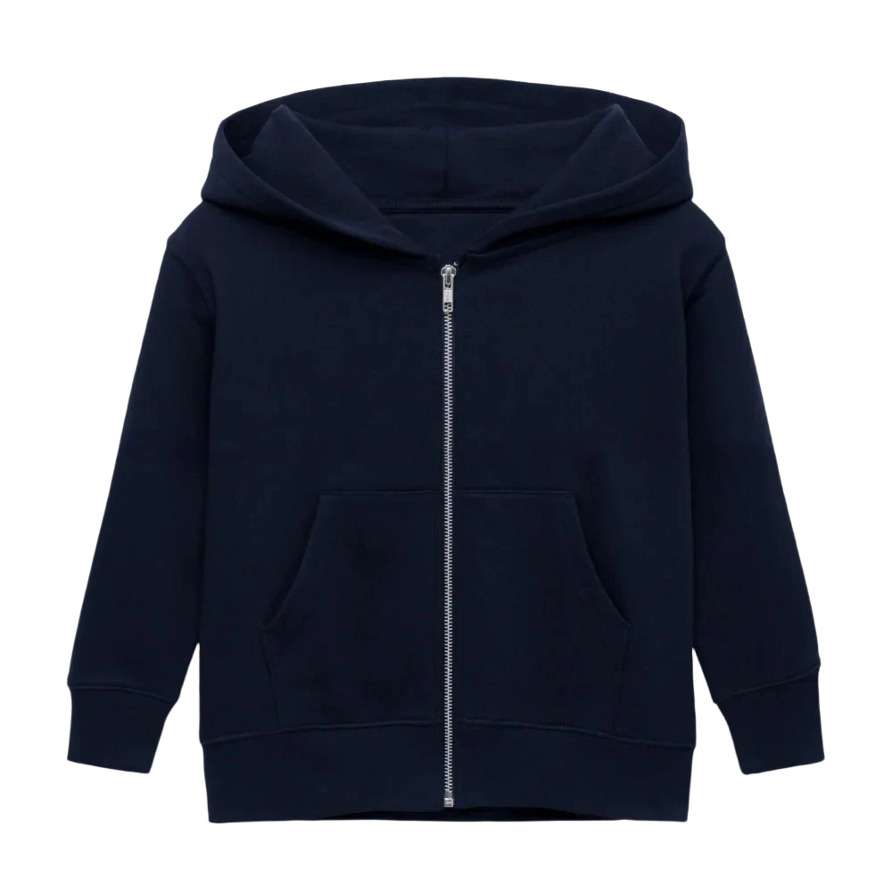 Graue, melierte Kinder-Kapuzenjacke Mini Cultivator von Stanley/Stella in Größe 98-104 mit Kapuze und nachhaltigem Bio-Stoff.