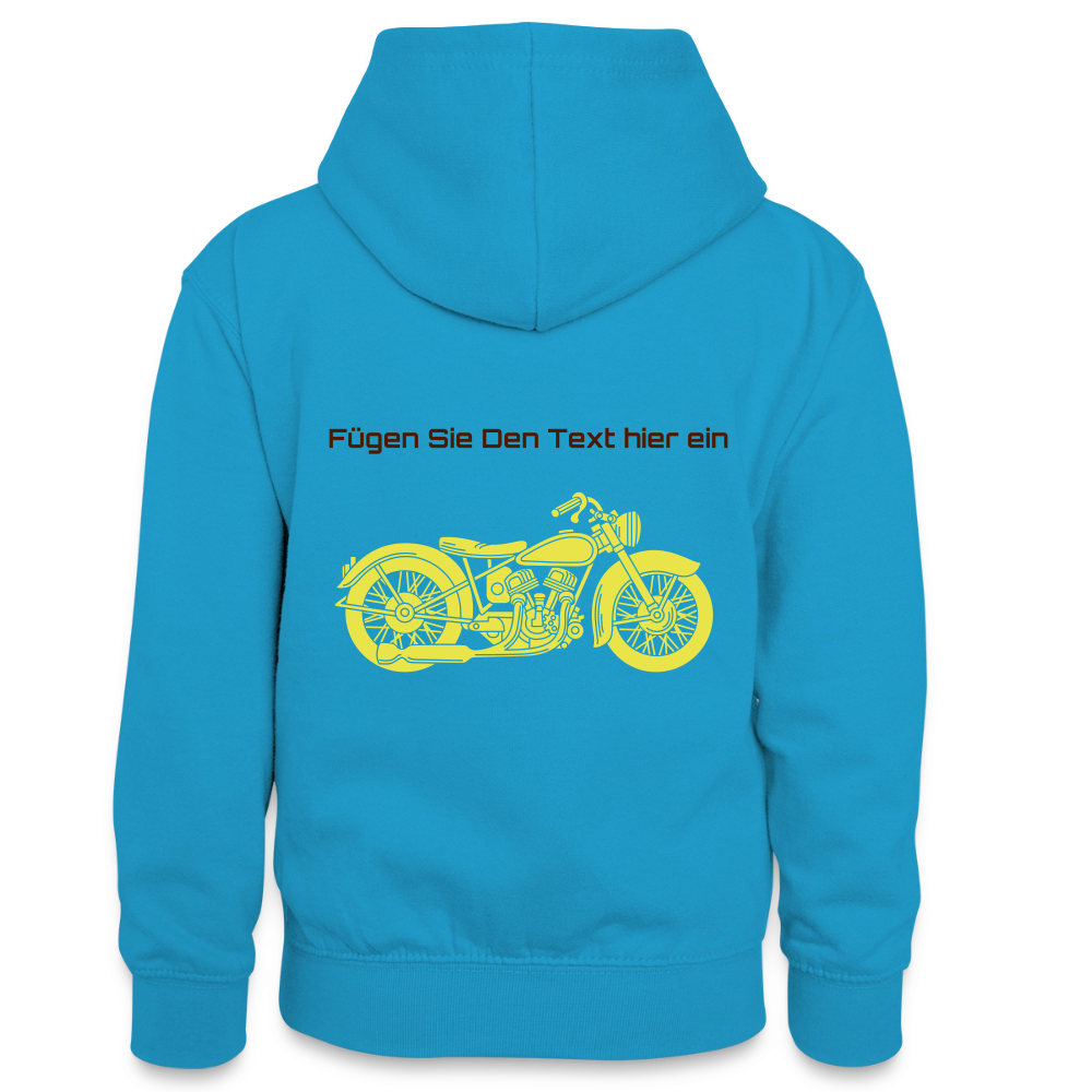 Teenager Kontrast-Hoodie - Pfauenblau/Grau meliert