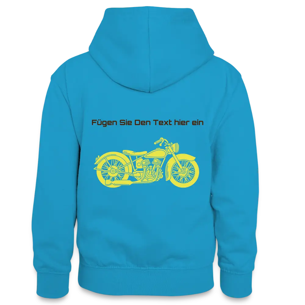 Teenager Kontrast-Hoodie - Pfauenblau/Grau meliert
